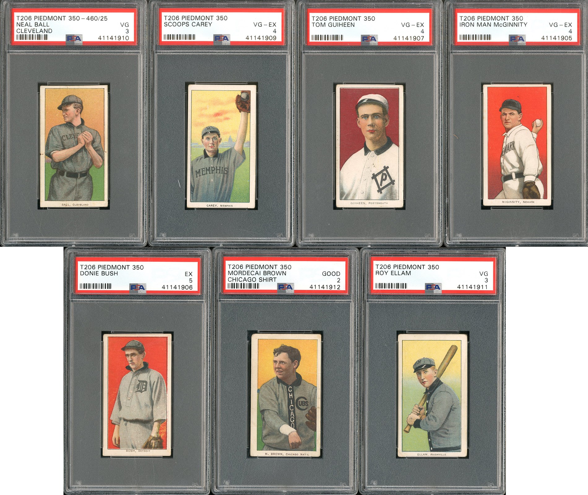 - 1909-11 T206 PSA Graded Collection with Mordecai Brown (7)