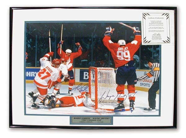 The Great One - Mario Lemieux & Wayne Gretzky Signed Photograph (20x24" framed)