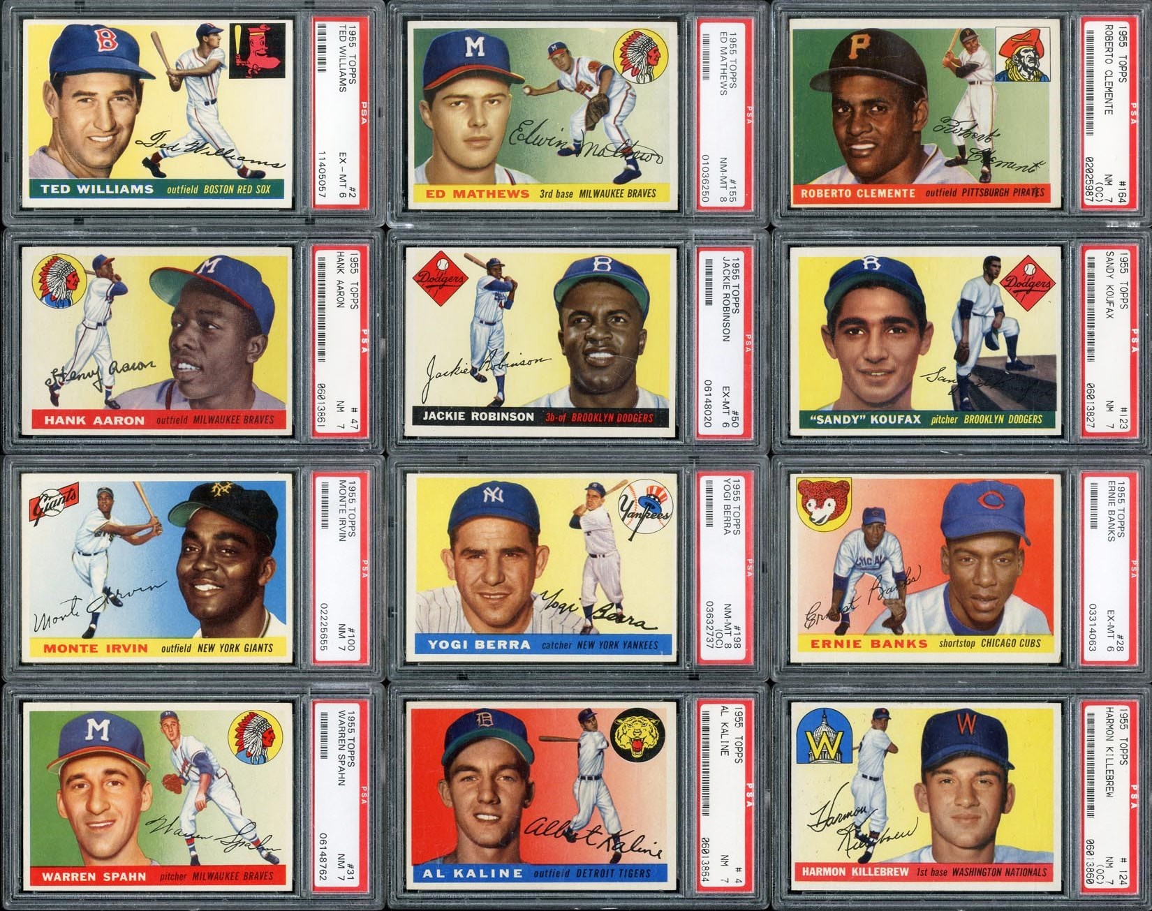Baseball and Trading Cards - High Grade 1955 Topps PSA Graded Near-Complete Set (193/206)