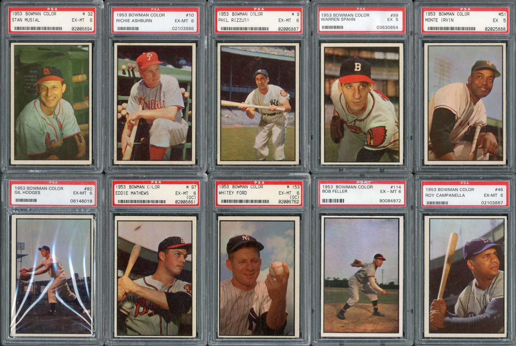 Baseball and Trading Cards - 1953 Bowman Color PSA Graded Partial Set with Hall of Famers (94/160)