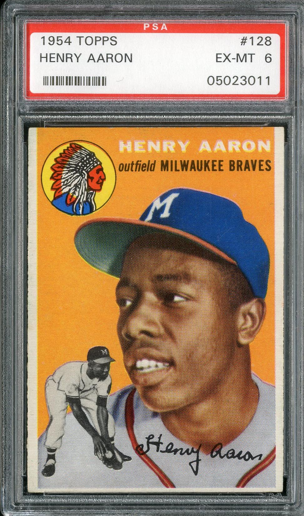 Baseball and Trading Cards - 1954 Topps Hank Aaron #128 PSA EX-MT 6