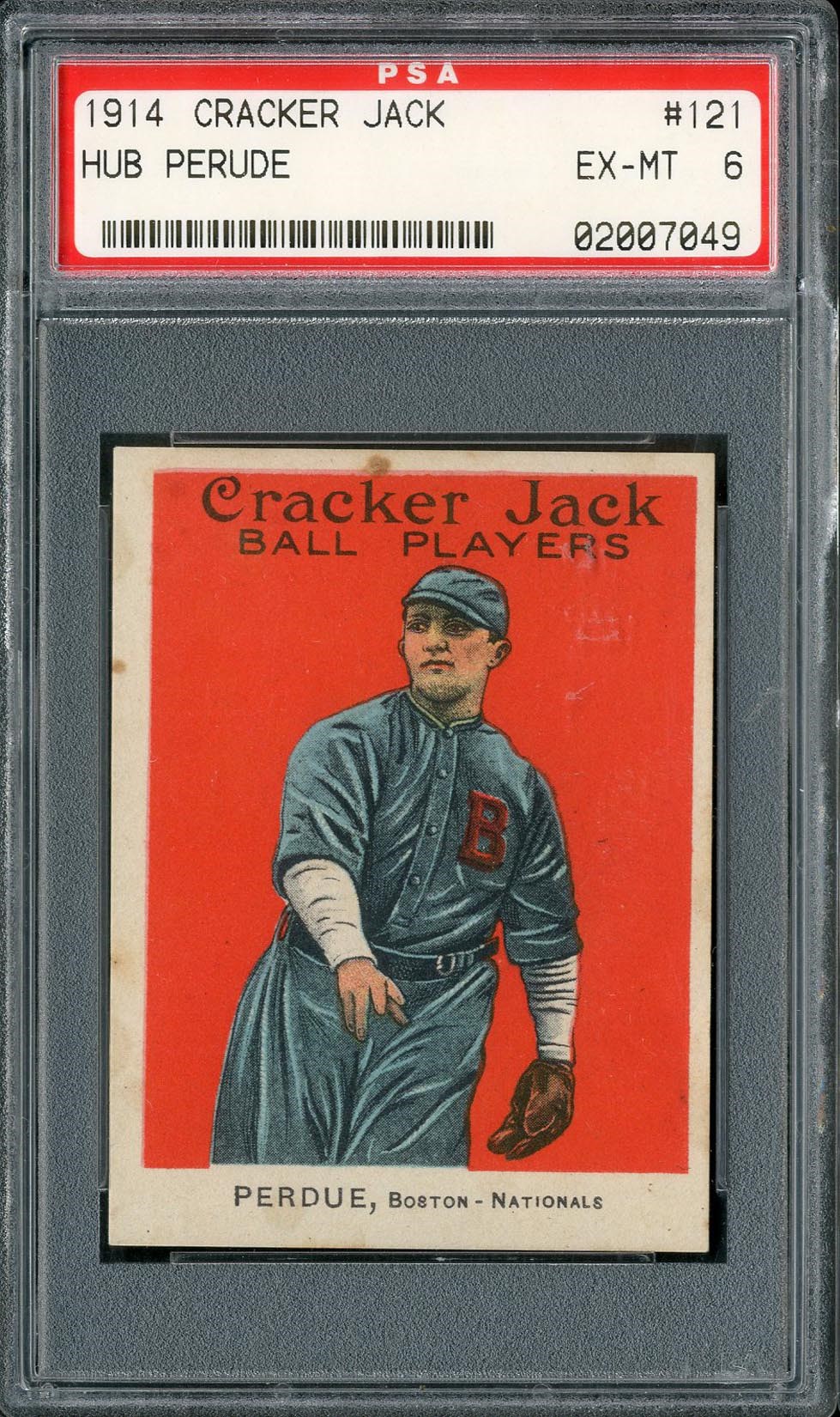 - 1914 Cracker Jack Hub Perude #121 PSA EX-MT 6