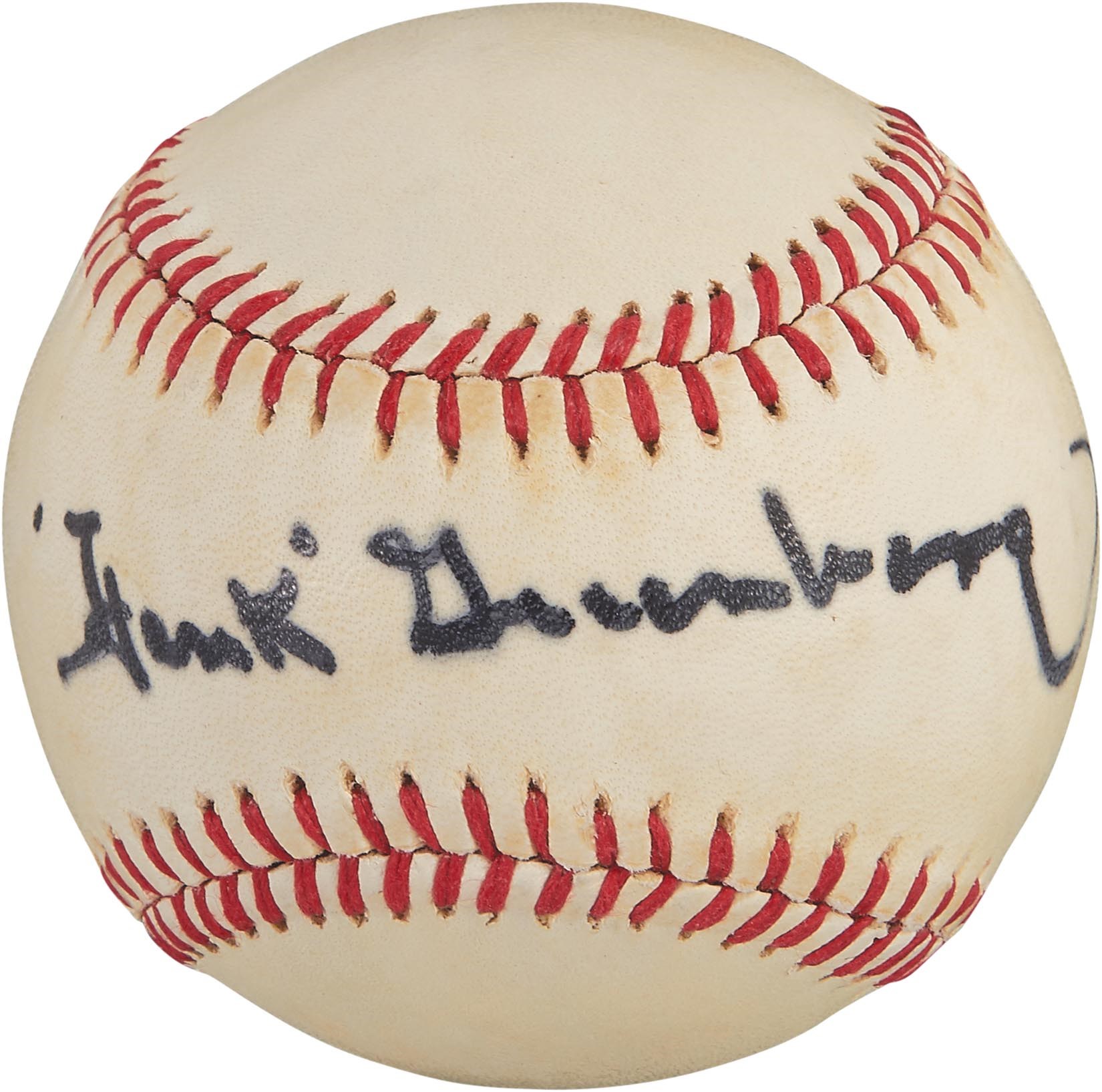 Ty Cobb and Detroit Tigers - High Grade Hank Greenberg Single-Signed Baseball (PSA)