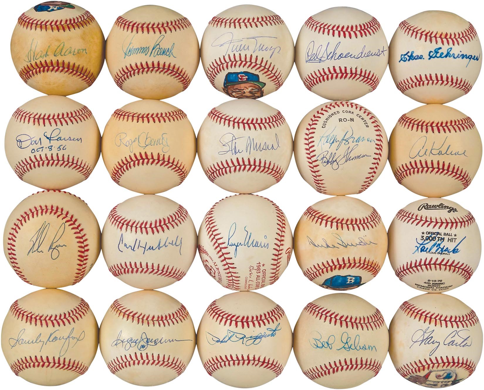 Baseball Autographs - Baseball HOFers & Stars Single-Signed Baseball Collection w/Roger Maris (60+)