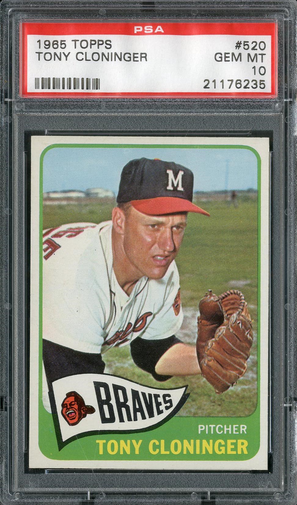 Baseball and Trading Cards - 1965 Topps Tony Cloninger #520 PSA GEM MT 10 (Pop 2)