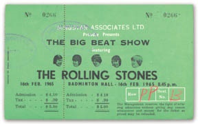 Rolling Stones - 1965 Rolling Stones Full Concert Ticket