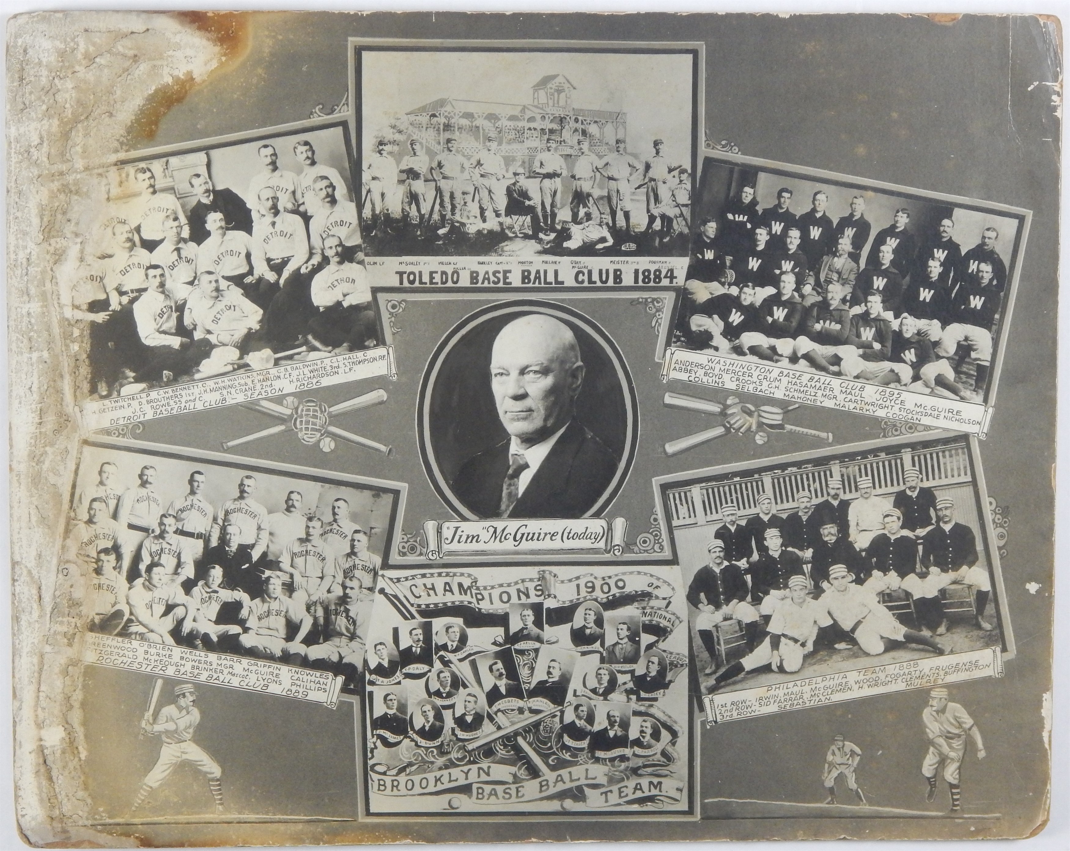 - 1900 Brooklyn Dodgers on Deacon Jim McGuire Mounted Testimonial Photo - From the Family