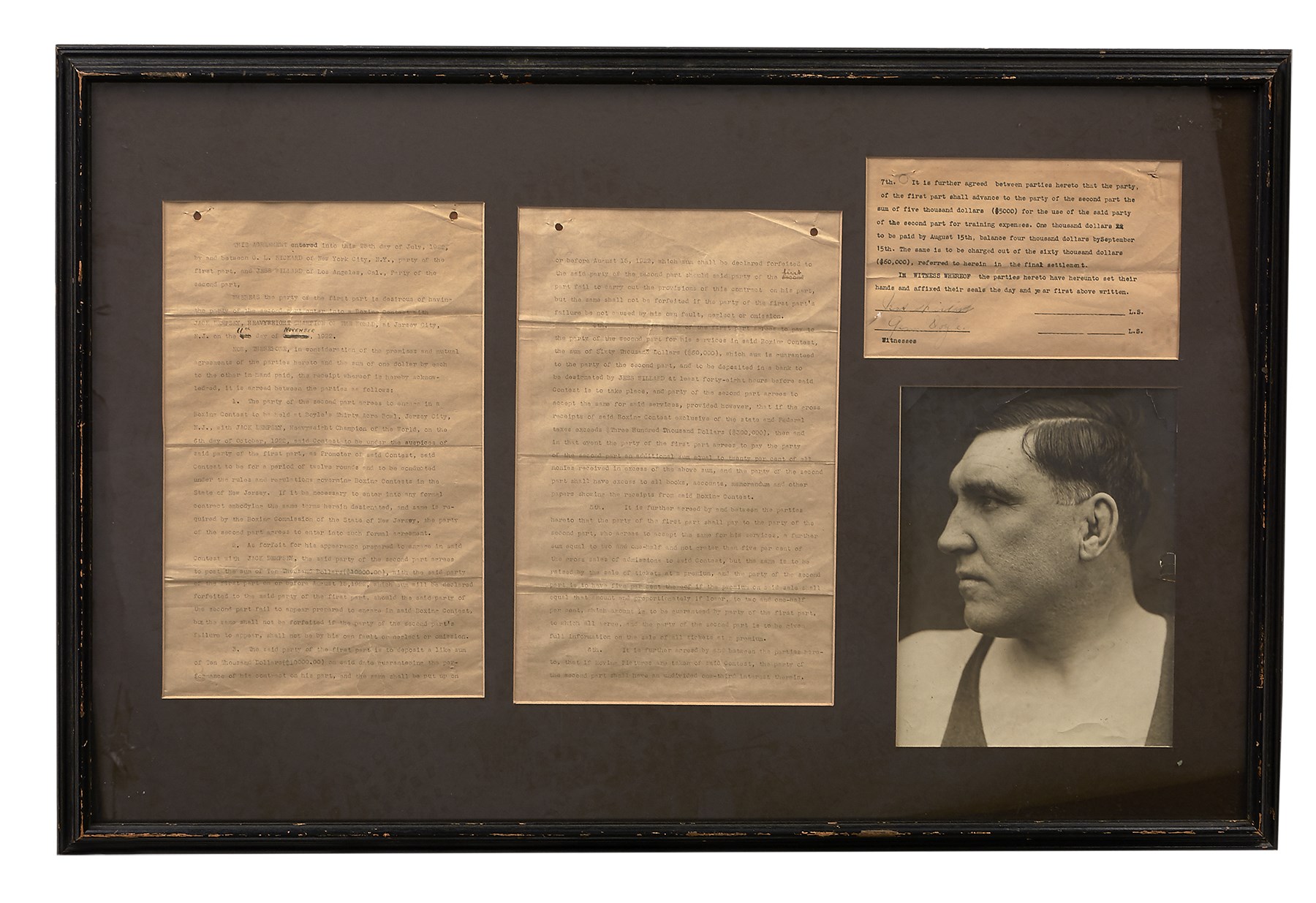 - 1922 Jess Willard v. Jack Dempsey Fight Contract - The Rematch That Never Was (PSA)