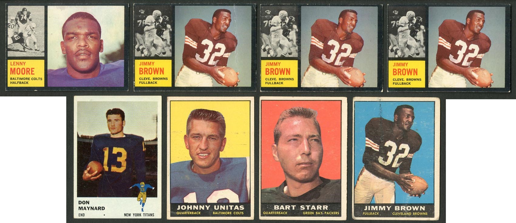 Baseball and Trading Cards - 1961 & 1962 Topps and Fleer Football Partial Sets w/(4) Jim Brown (250+ Cards)