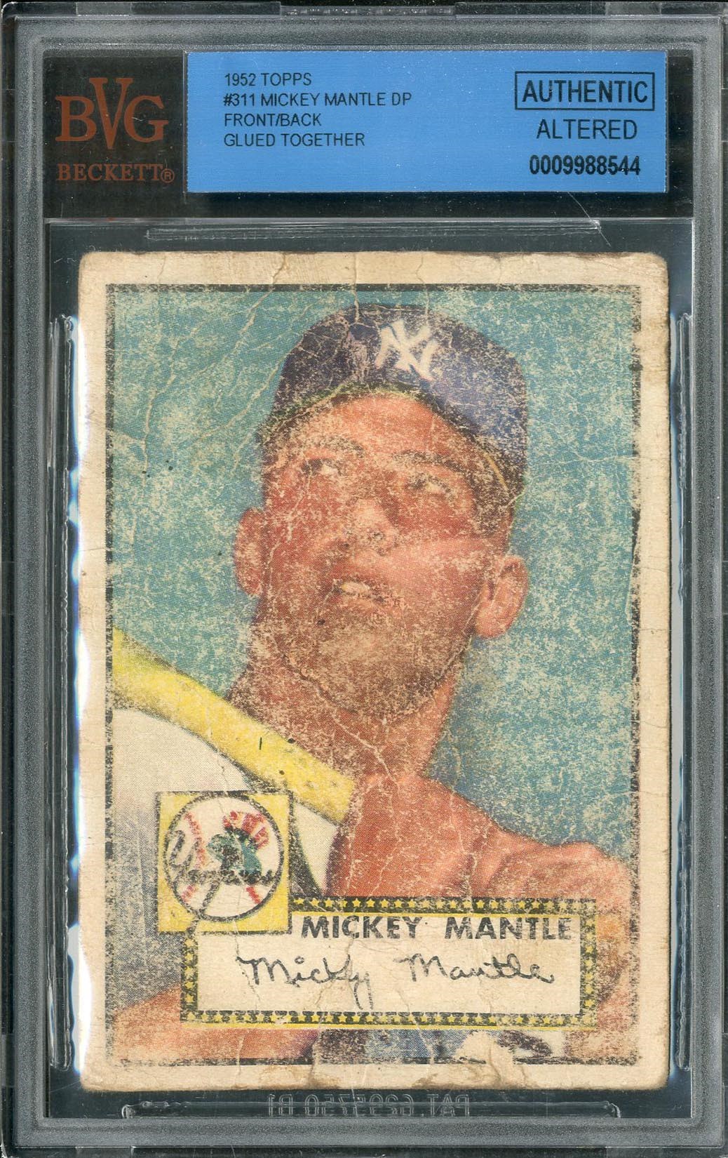 Baseball and Trading Cards - Centered 1952 Topps #311 Mickey Mantle Rookie (BVG Authentic)