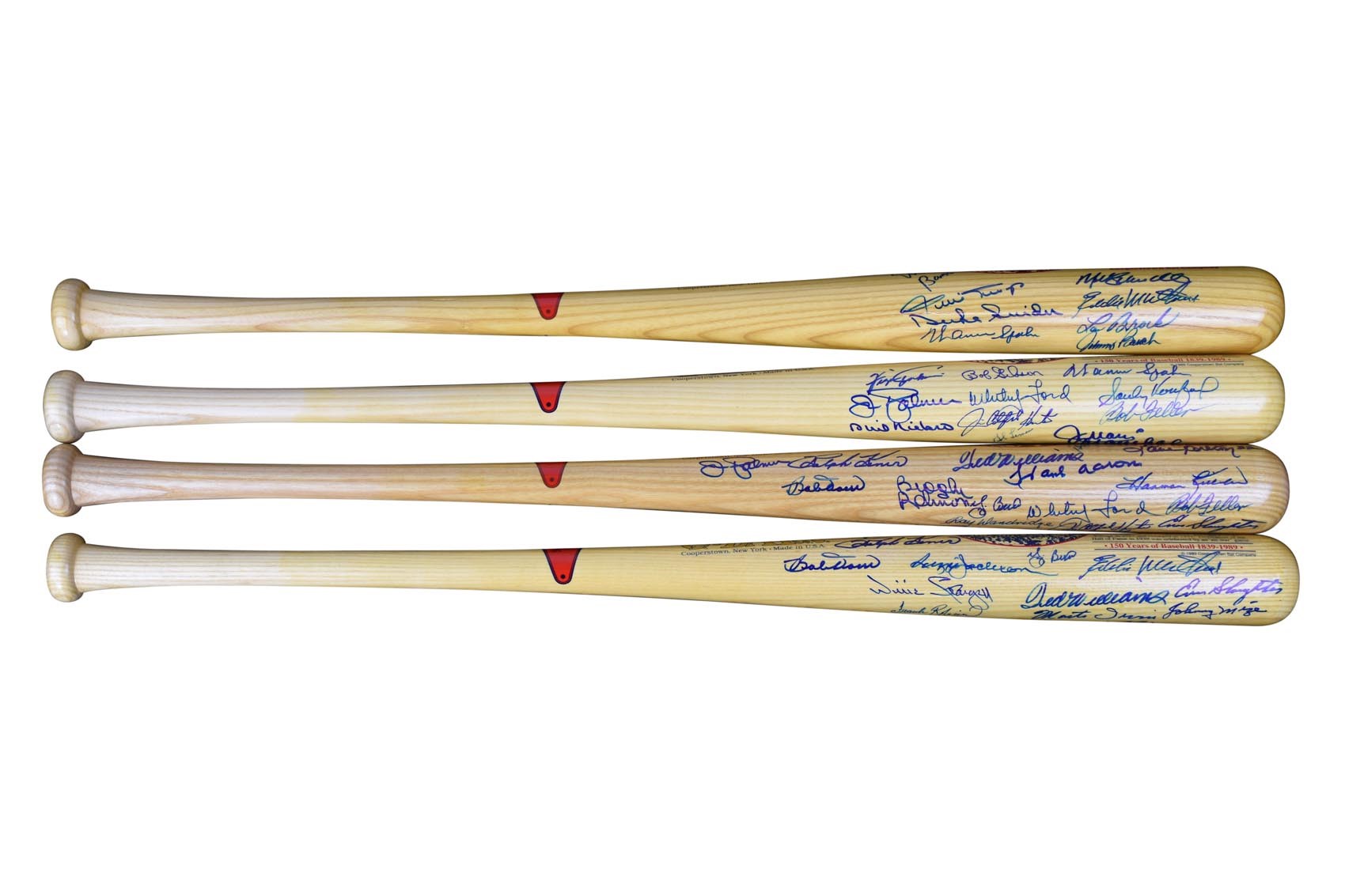 Four Hall of Fame Multi Signed Bats w/Koufax & Williams (64 Signatures)
