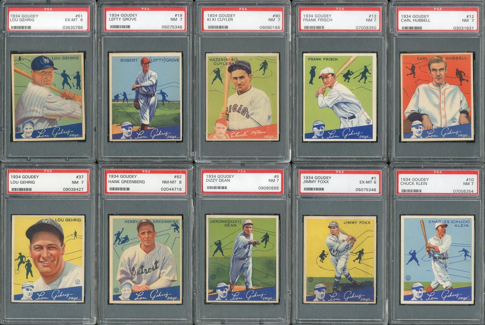 Baseball and Trading Cards - High Grade 1934 Goudey PSA Graded Complete Set - PSA 8 Greenberg RC (#8 on PSA Registry)