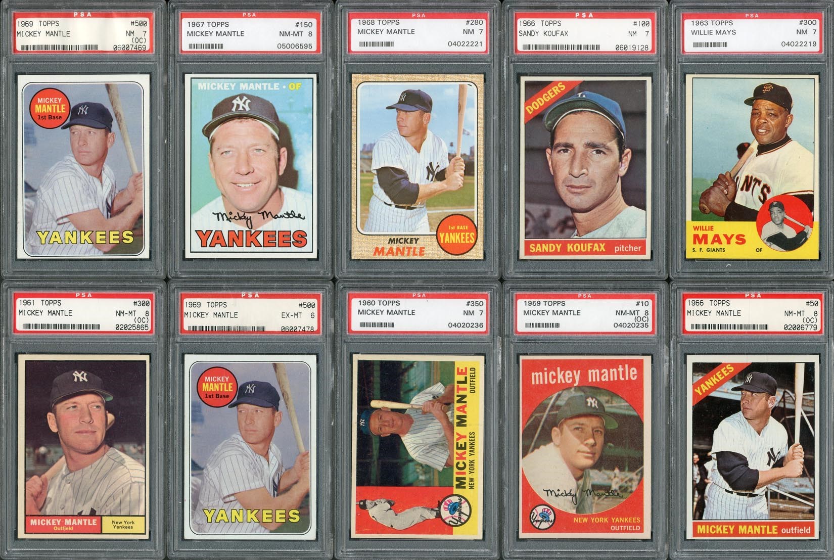 - High End 1960s Topps PSA Graded Collection with 11 Mantles (46 Total)