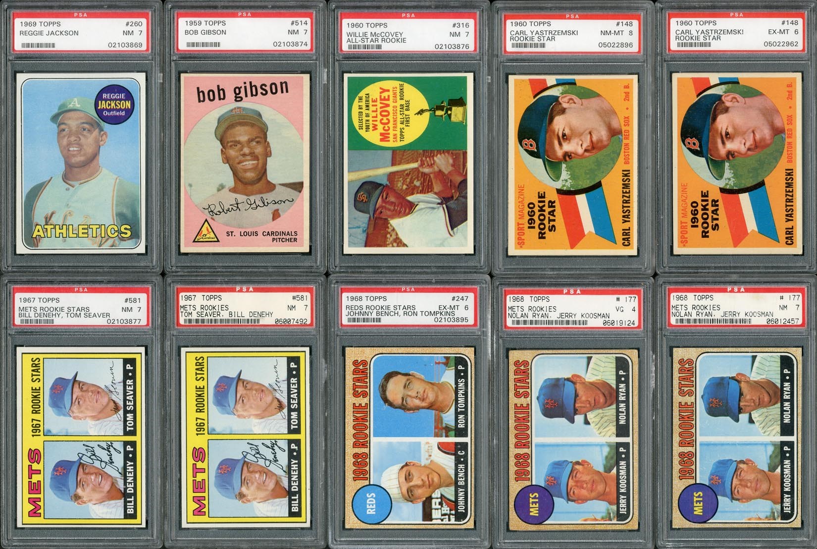 Baseball and Trading Cards - High Grade 1960s Topps Important Rookies PSA Graded Collection - Seaver, Ryan, Gibson  (18)