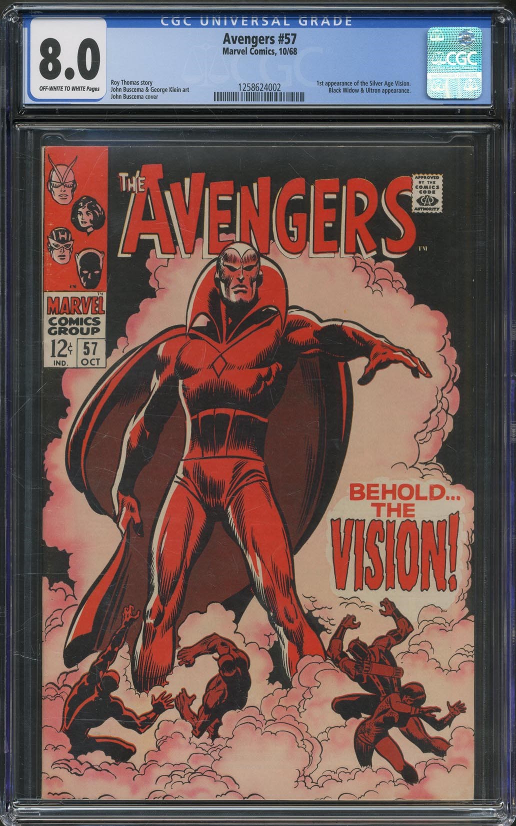 Rock And Pop Culture - The Avengers #57 Featuring the 1st Appearance of Vision (CGC 8.0)