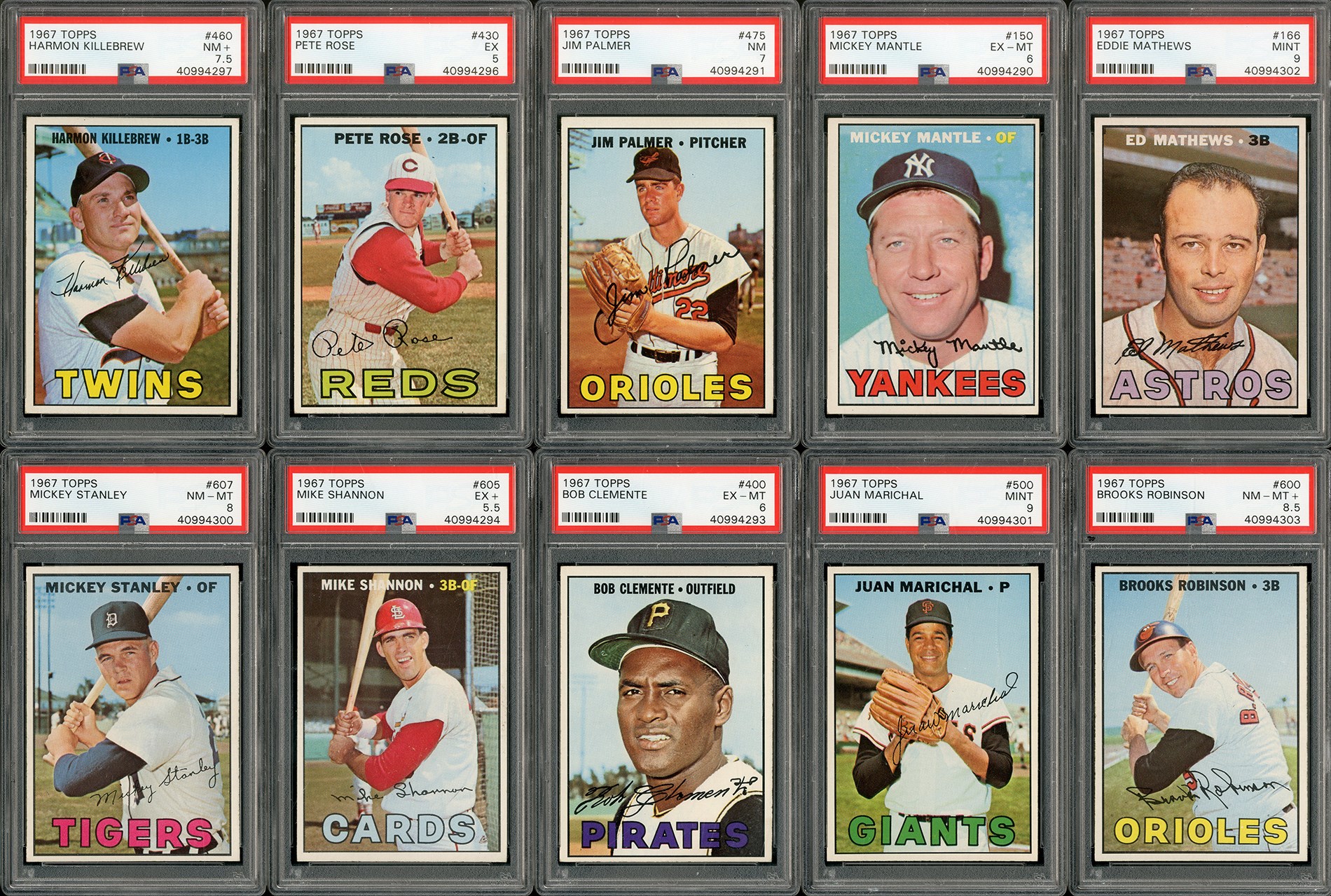 Baseball and Trading Cards - 1967 Topps Complete Set (609) with 13 PSA Graded