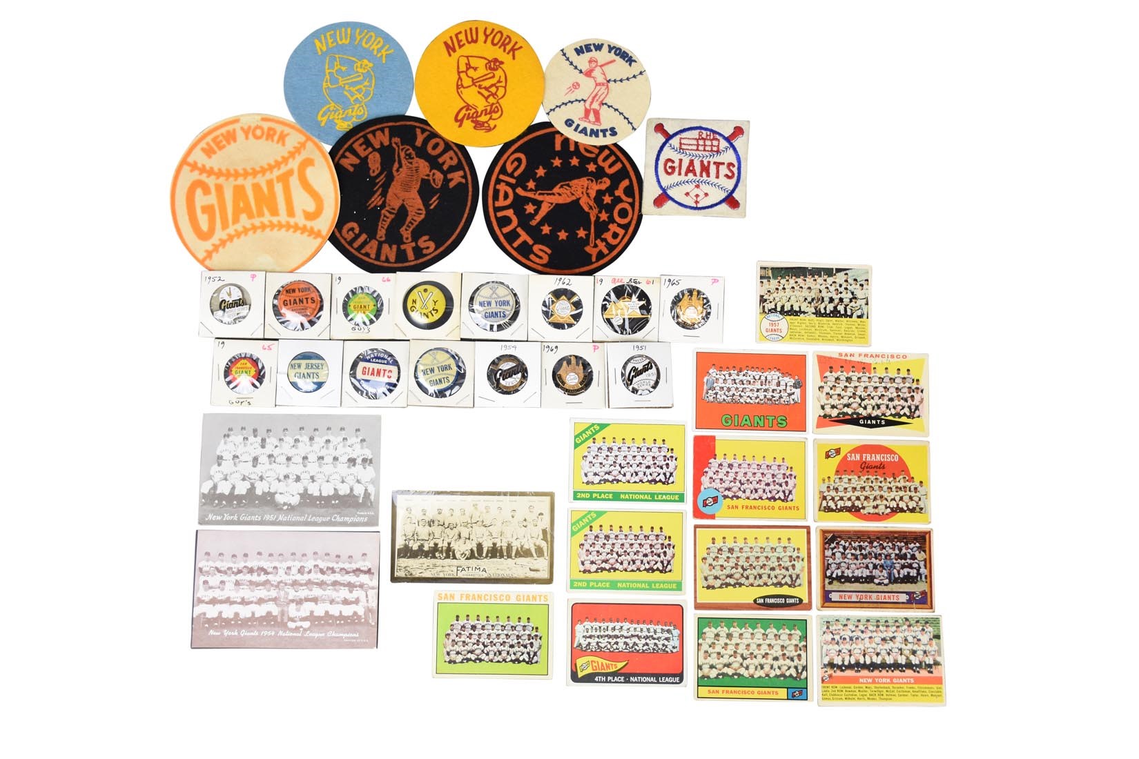 NY Yankees, Giants & Mets - NY/SF Giants Collection w/1950s World Series Press Pins (300+)
