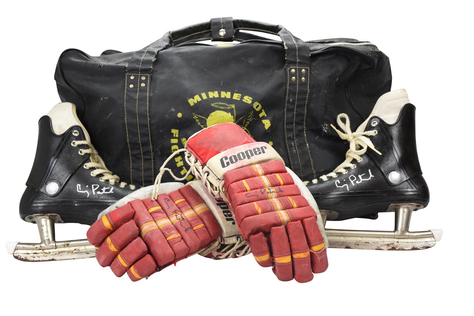 - 1976-77 Craig Patrick Minnesota Fighting Saints WHA Equipment Bag, Gloves and Skates
