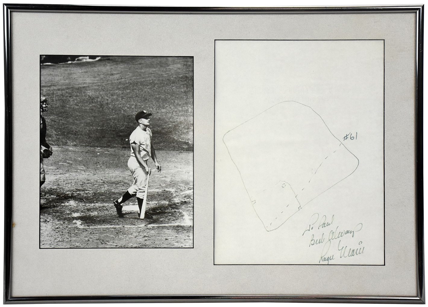 Mantle and Maris - Roger Maris Signed "#61" Home Run Sketch (PSA)