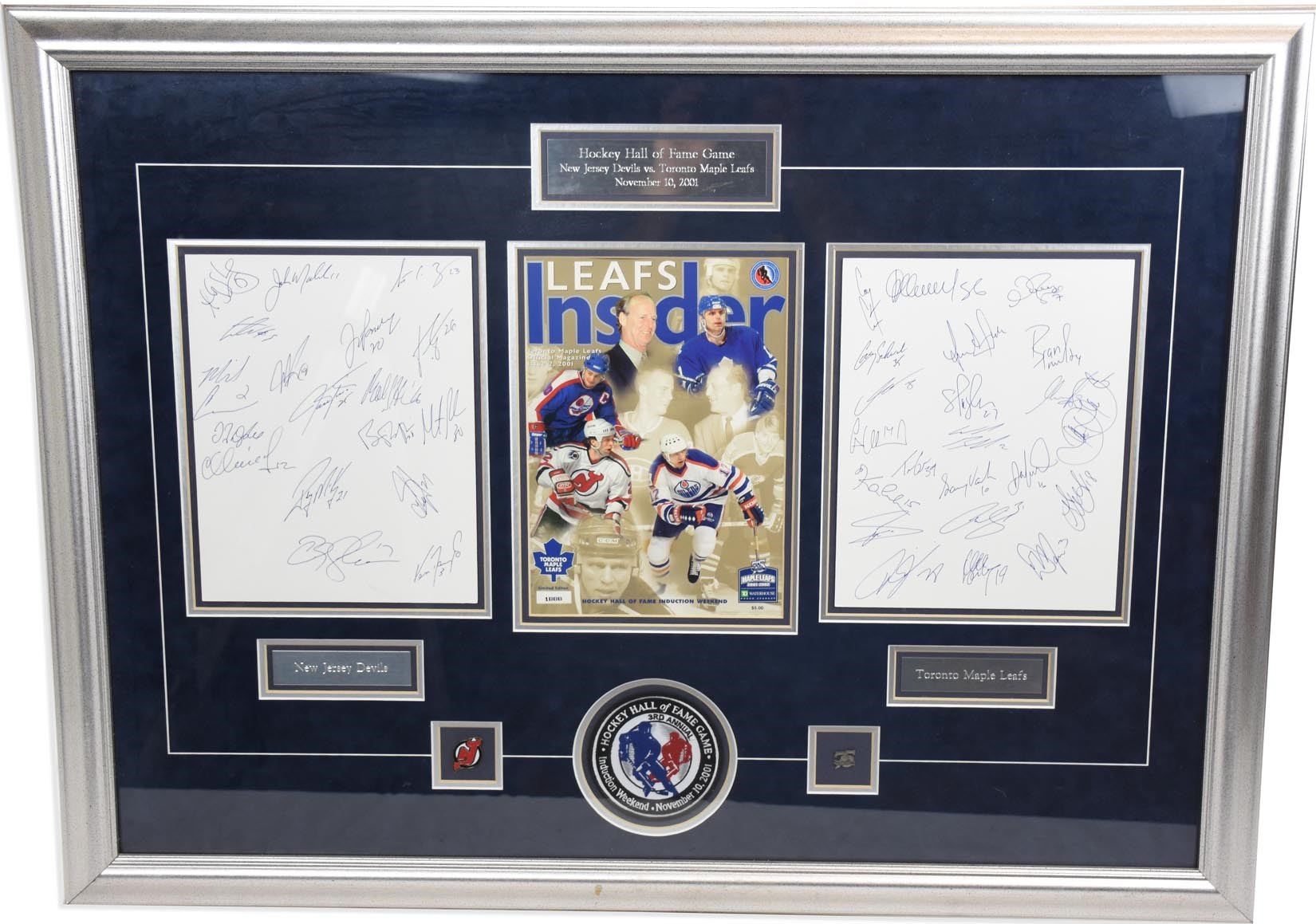 - 2001 Hockey Hall of Fame Game Signed Display Presented to Craig Patrick