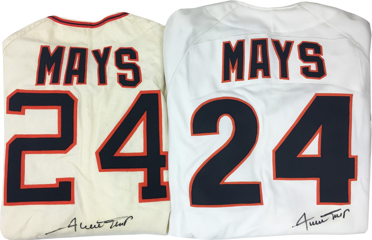 NY Yankees, Giants & Mets - Pair of Willie Mays Signed Jerseys
