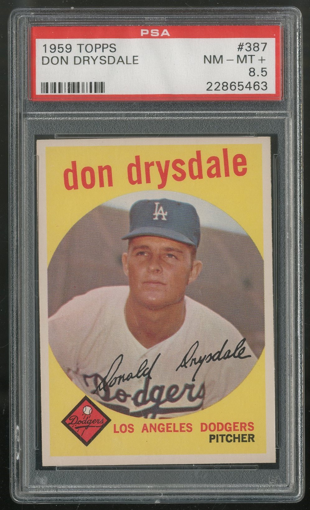 - 1959 Topps #387 Don Drysdale PSA NM-MT+ 8.5