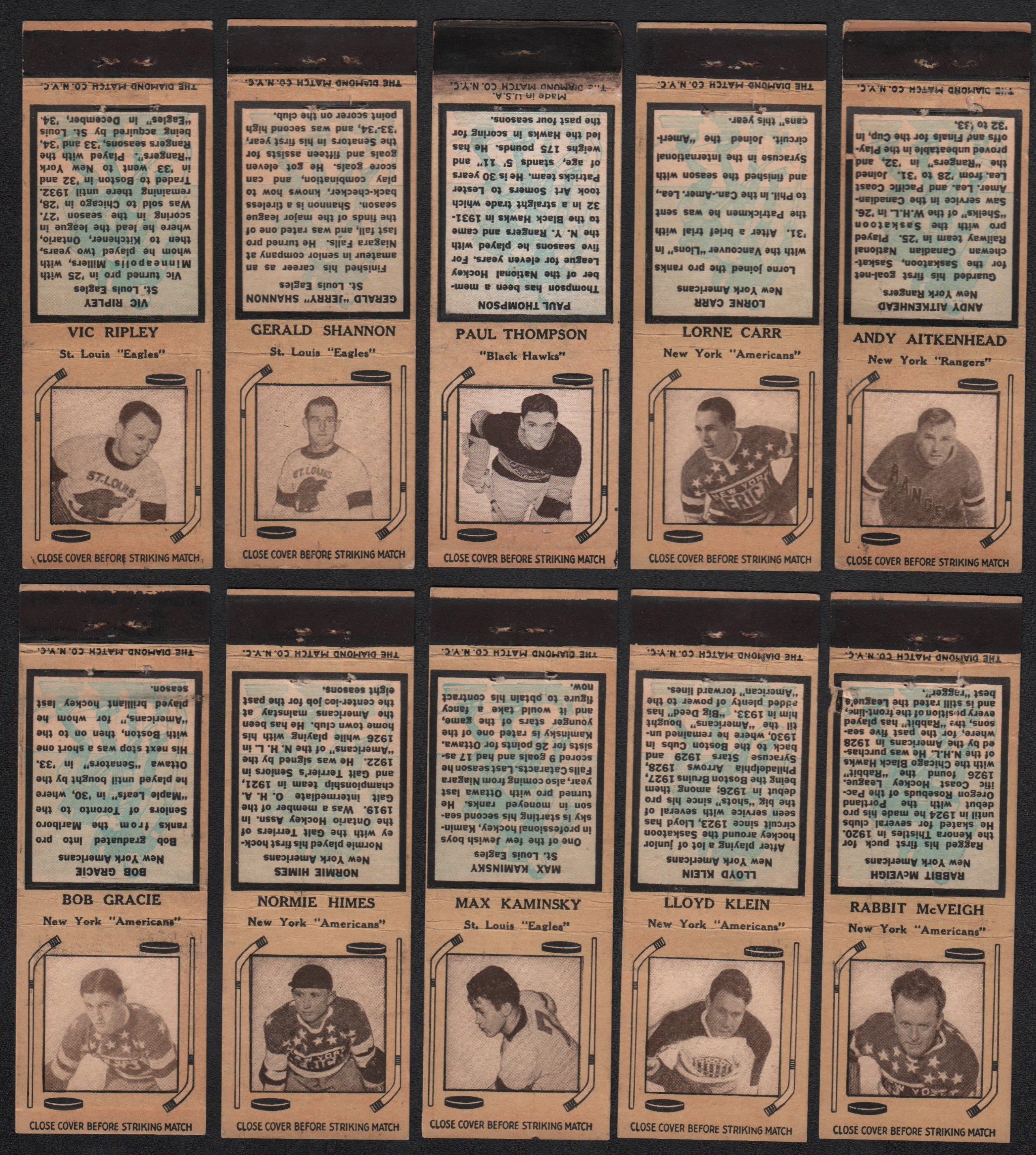 Hockey Cards - 1936-39 Diamond Match HIGH GRADE Collection (27)
