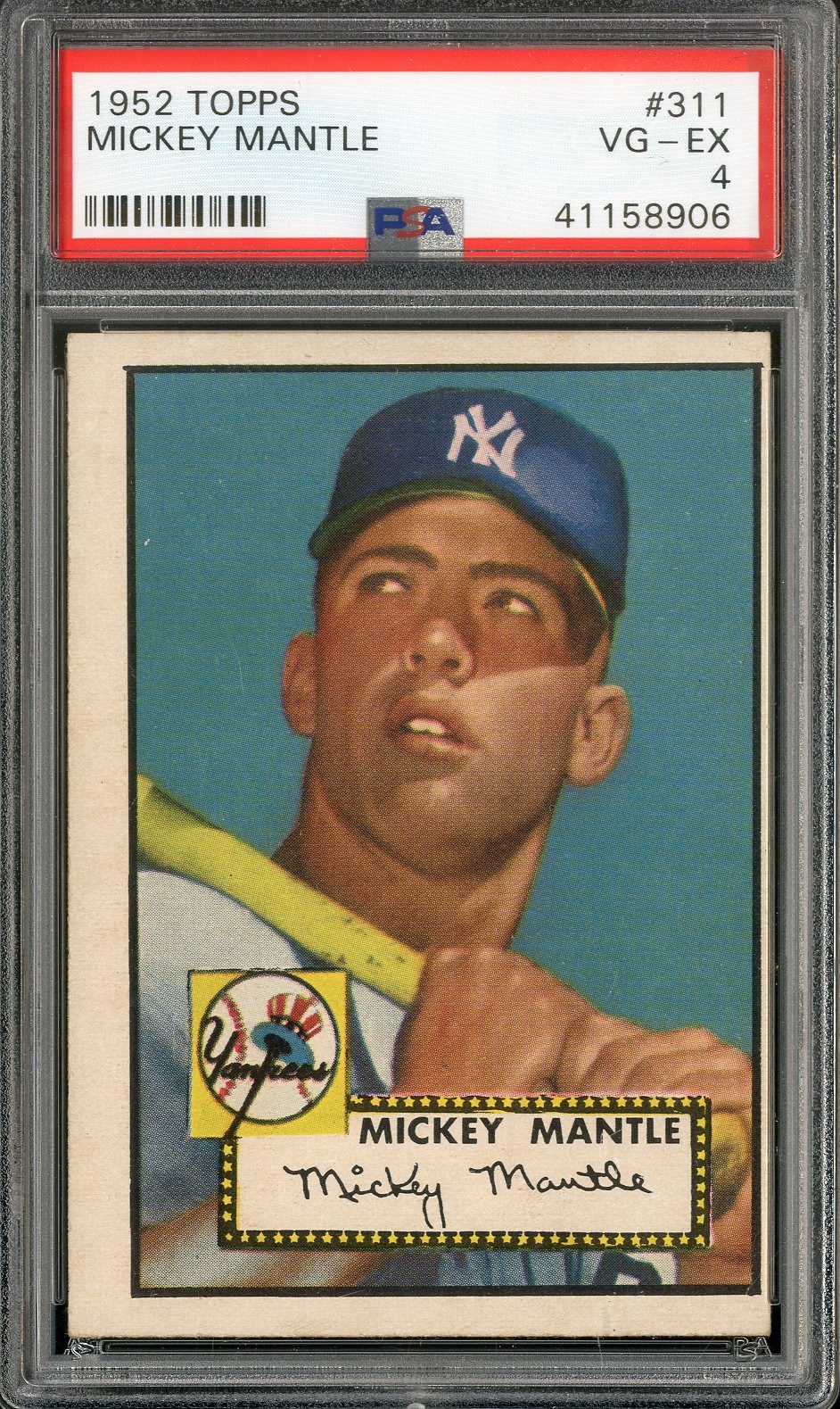 - 1952 Topps Mickey Mantle #311 Rookie (PSA VG-EX 4)