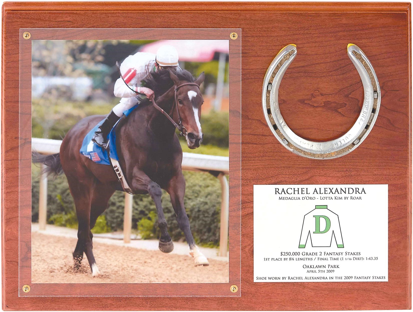 Rachel Alexandra Fantasy Stakes Winning Horseshoe