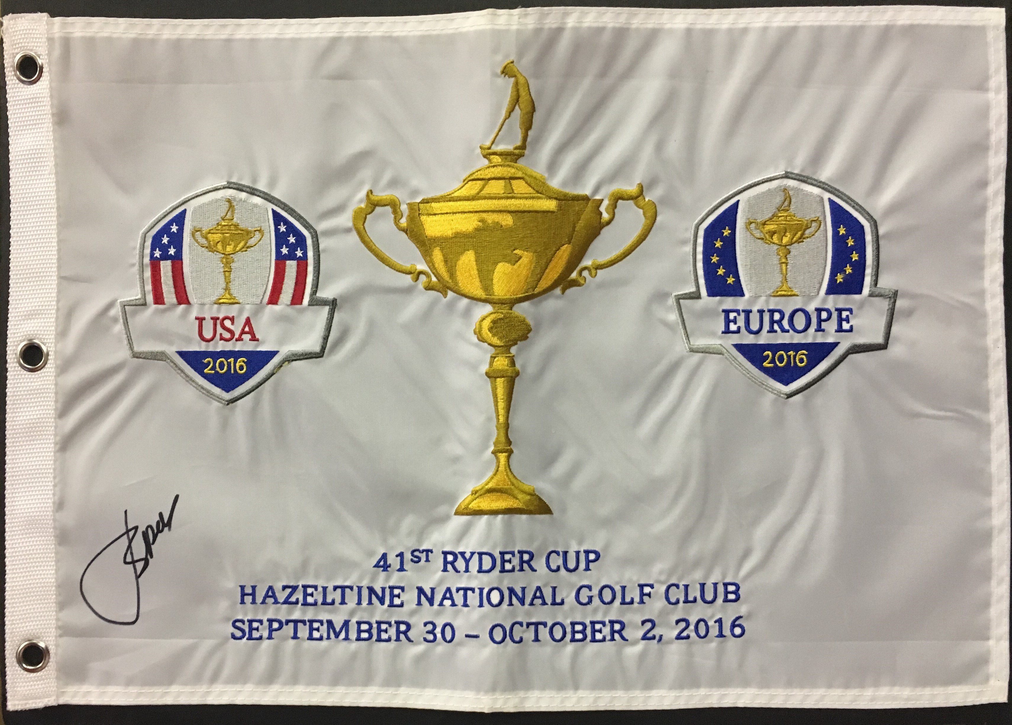Olympics and All Sports - Jordan Spieth Signed 2016 Ryder Cup Flag