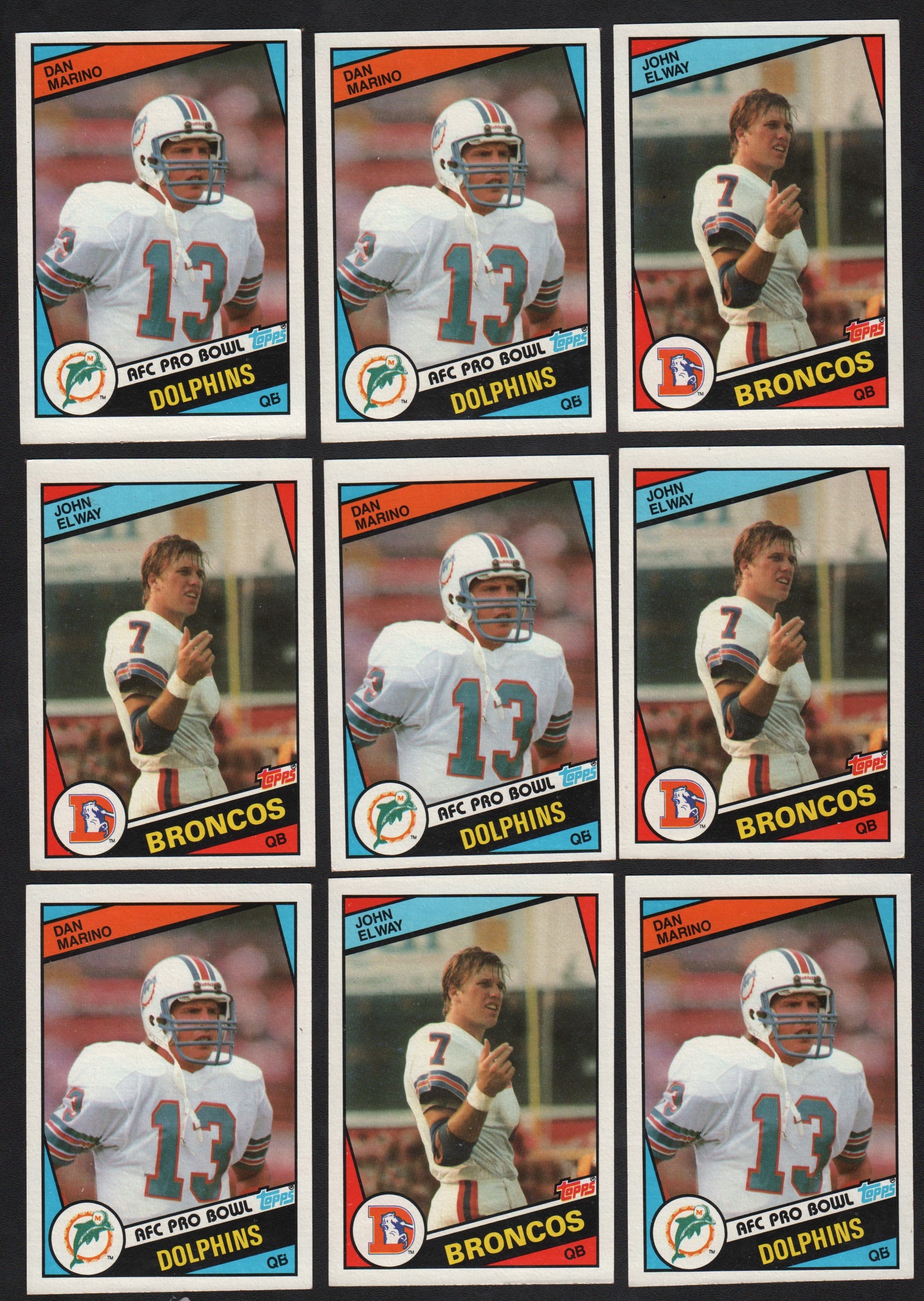- 1984 Topps Marino (5) and Elway (4) Rookie Cards - all "LONG"
