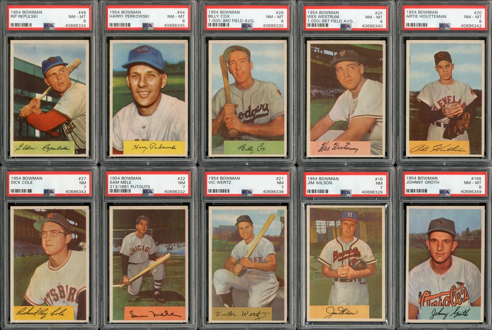 Baseball and Trading Cards - 1954 Bowman PSA Graded HIGH GRADE Collection