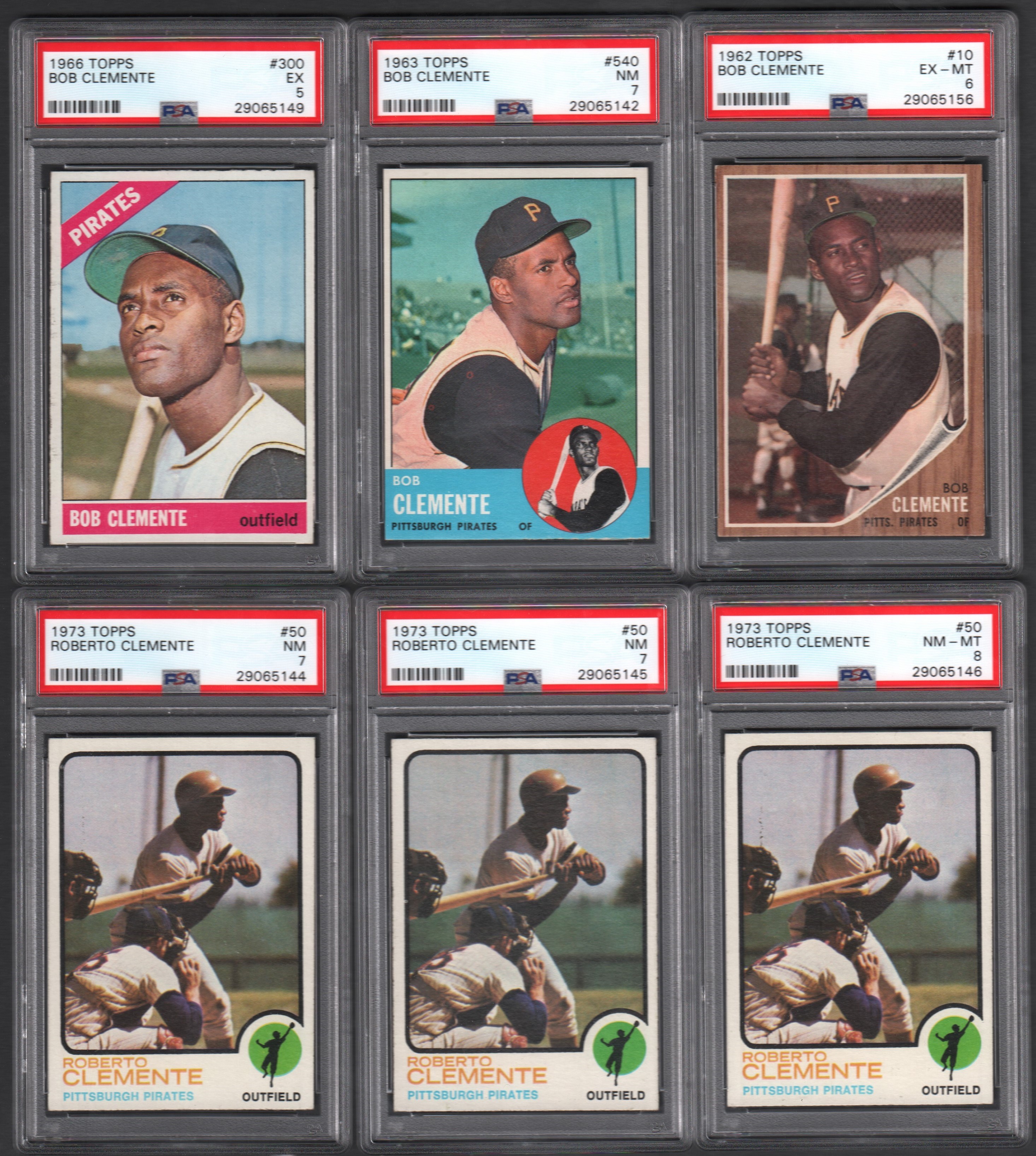 - 1962-1973 Roberto Clemente PSA Graded Collection (6)