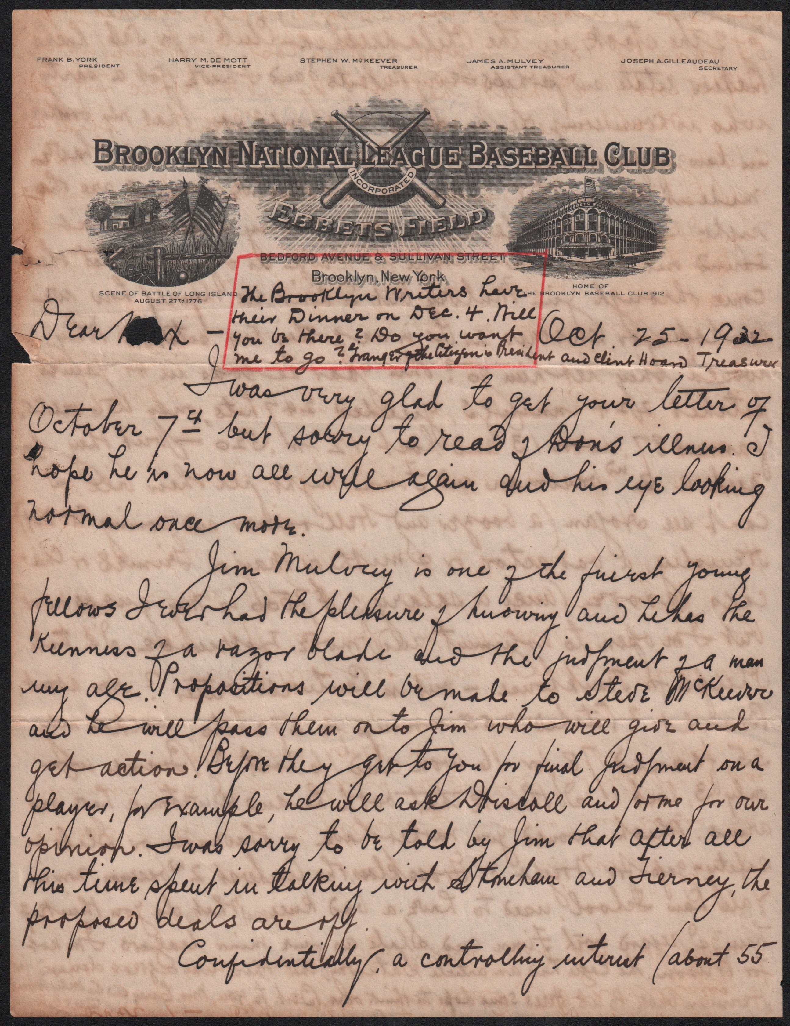 1932 Brooklyn Dodgers Letters to Max Carey Collection (4)