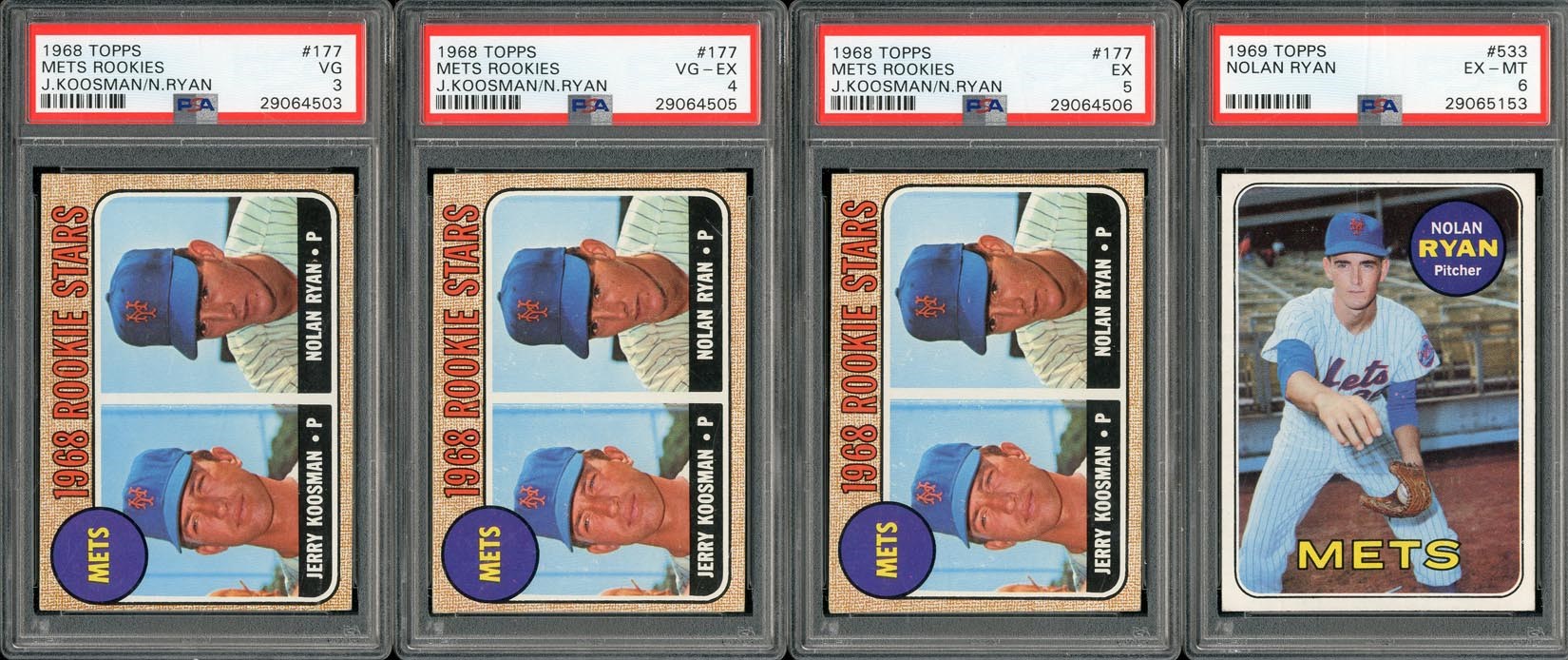 - 1968 & 1969 Topps Nolan Ryan PSA Graded Collection with THREE Rookie Cards