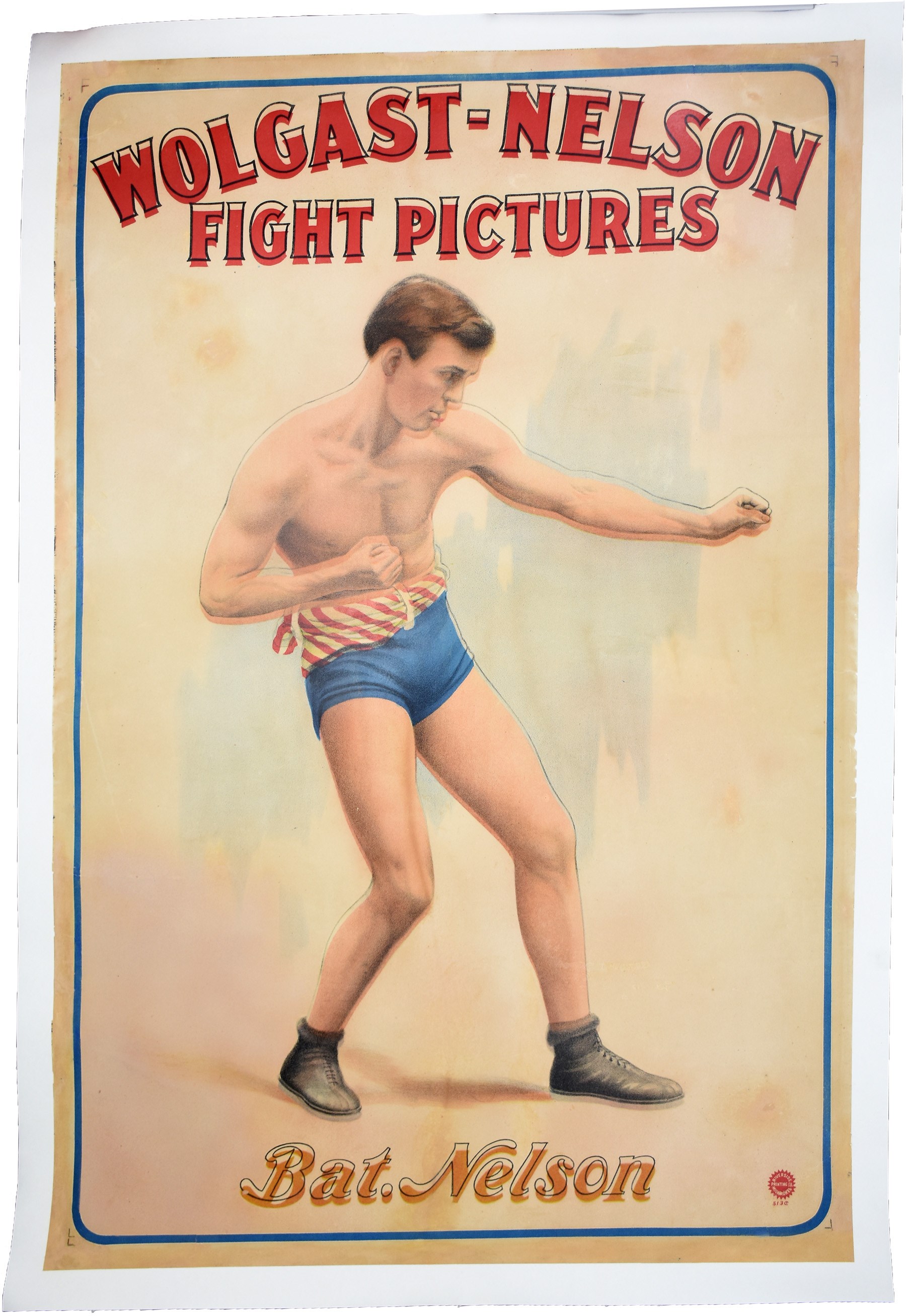 - 1910 Battling Nelson v. Ad Wolgast Boxing Poster