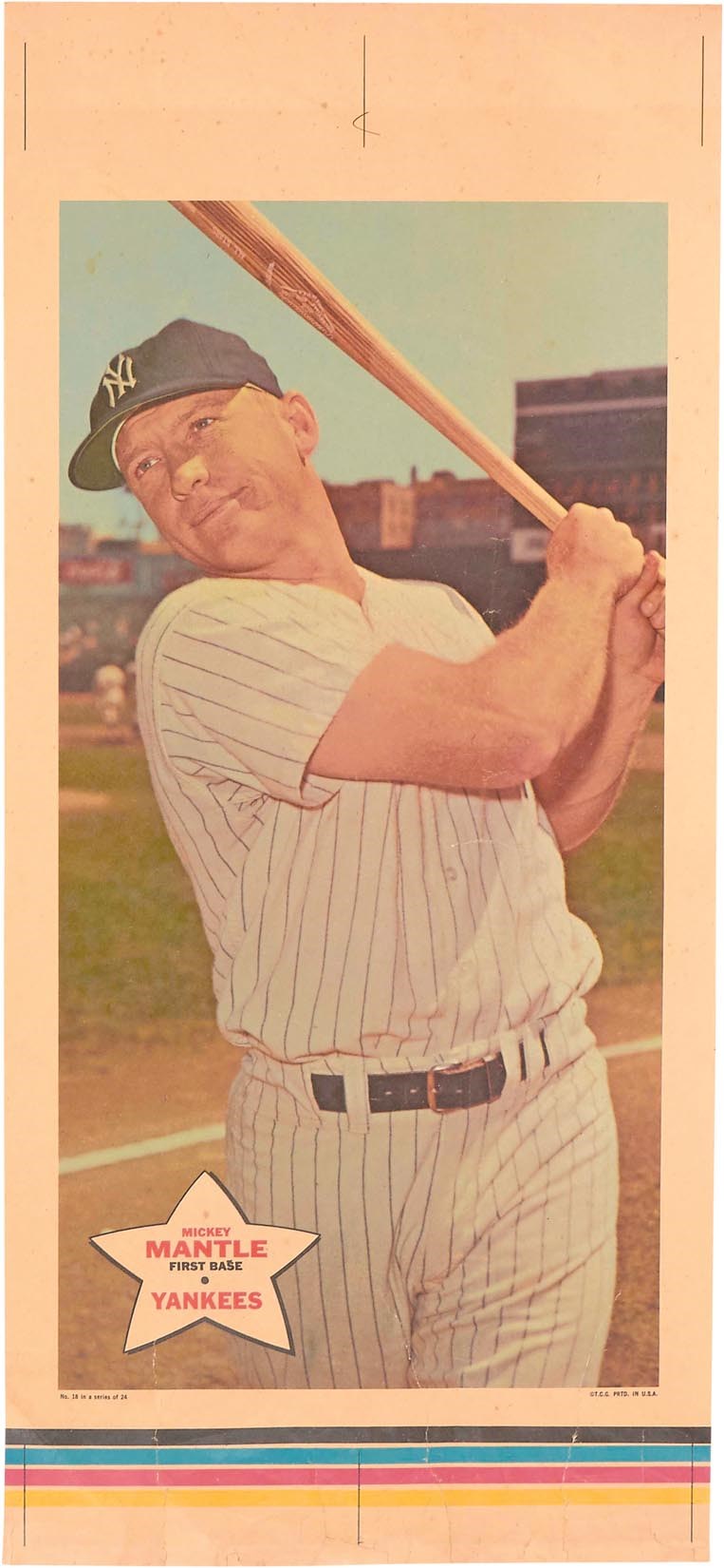 - 1968 Mickey Mantle Topps Poster One of a Kind Proof