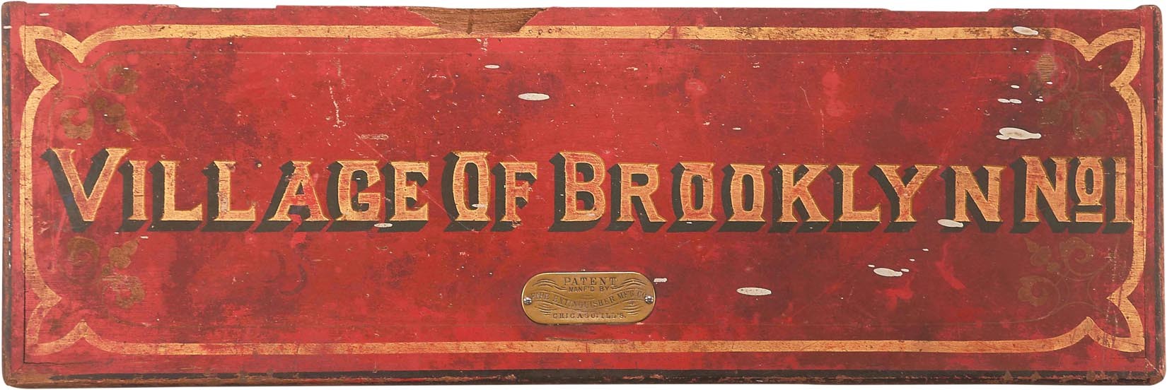 Rock And Pop Culture - 1880s "Village of Brooklyn" Handpainted Fire Truck Gate