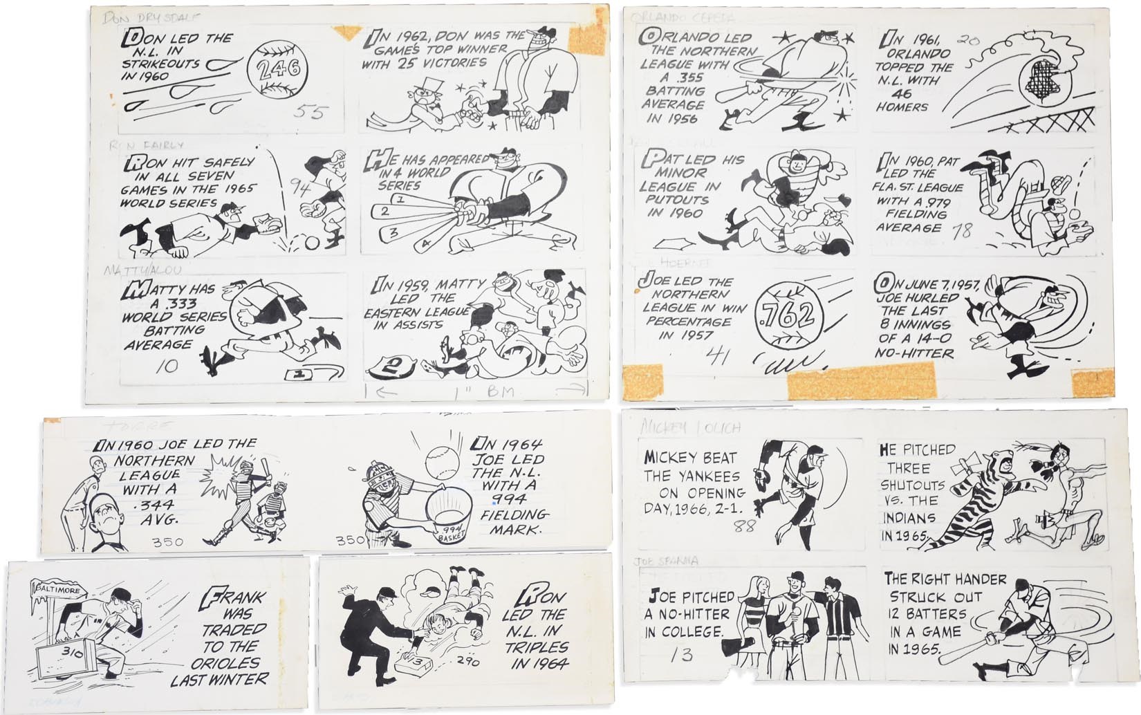 - 1950s-60s Topps Baseball Card Backs Original Artwork from 1989 Topps Auction (83)