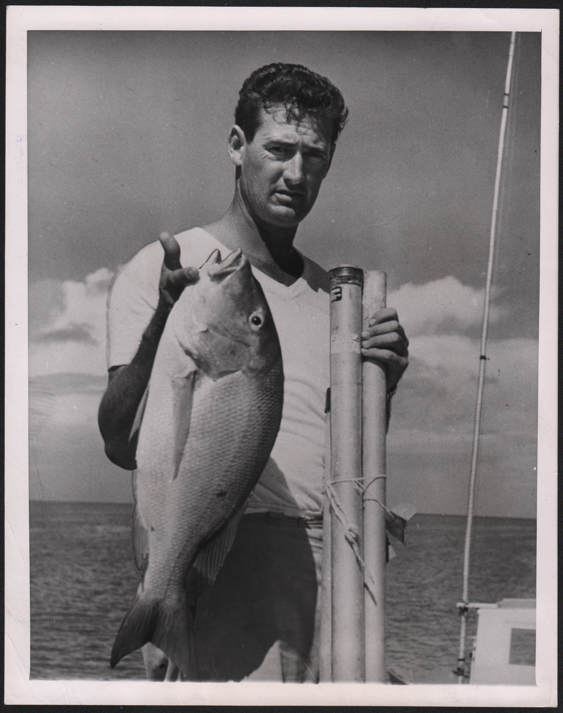 Baseball Photographs - 1955 Ted Williams Holding Trophy Fish Type I Photograph