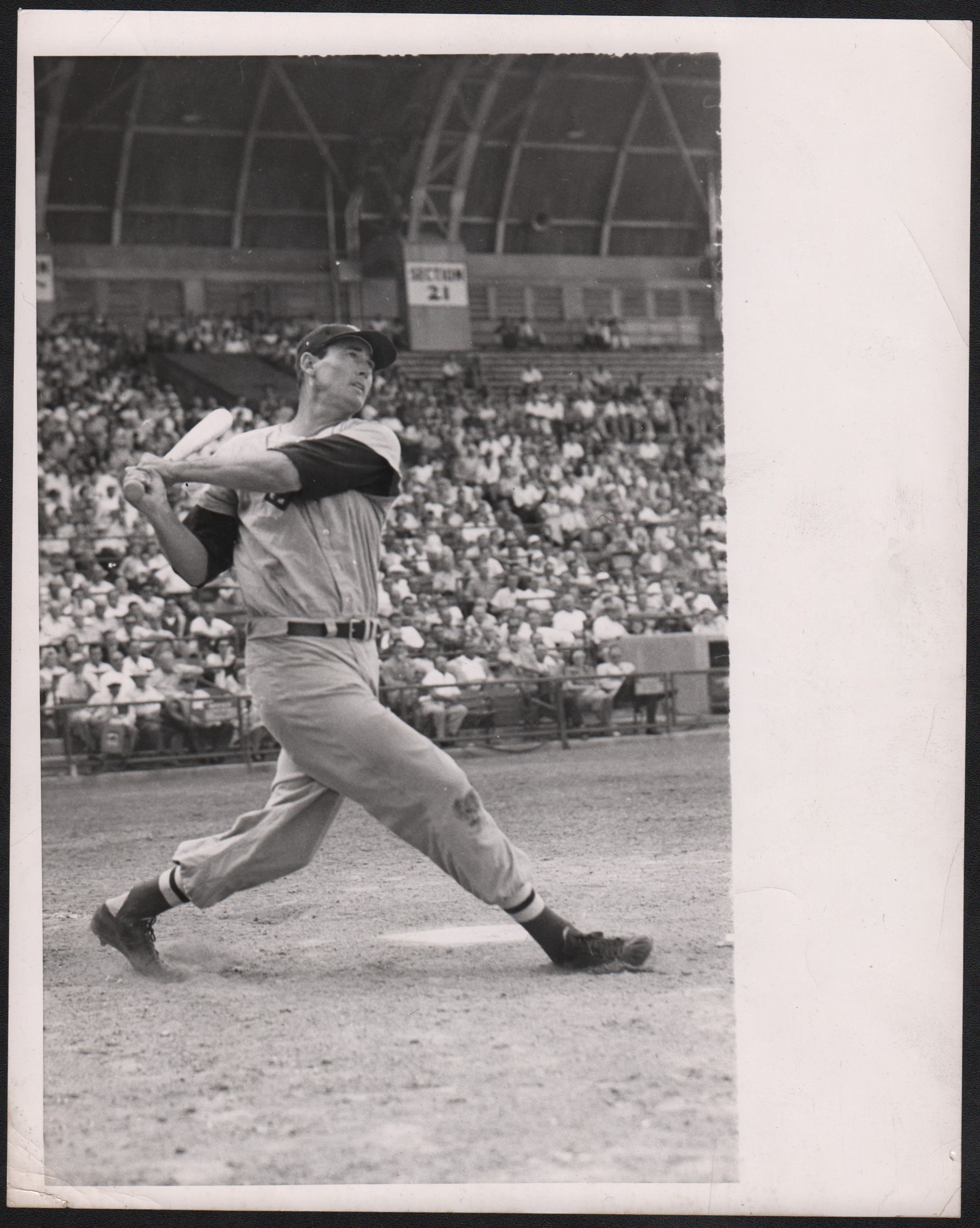 Baseball Photographs - 1952 Ted Williams Makes Contact Type I Photograph