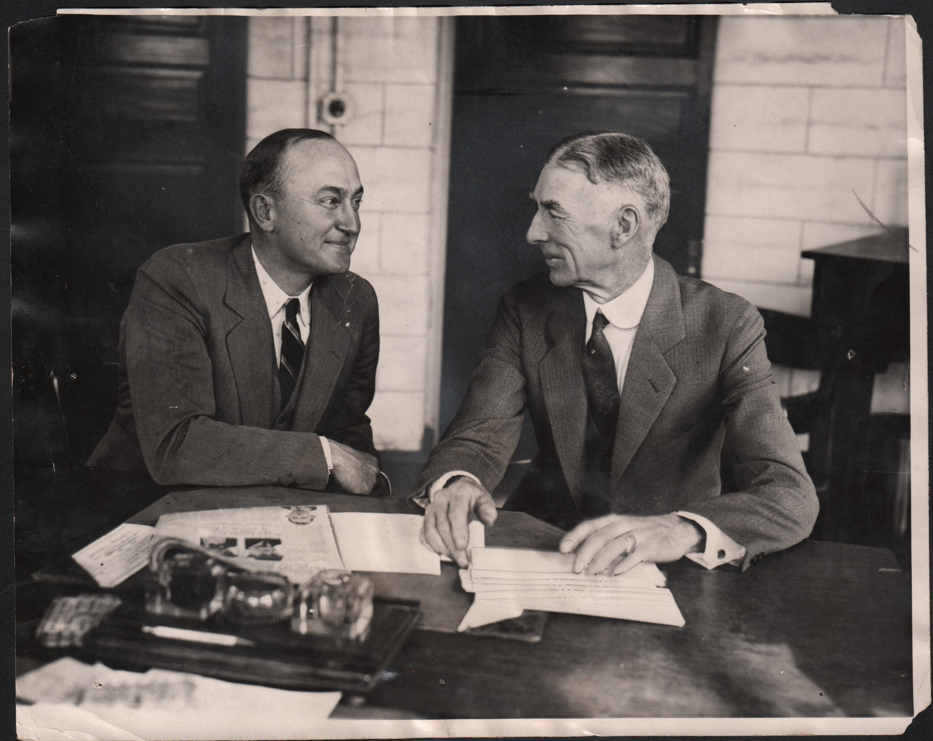 Baseball Photographs - 1927 Ty Cobb & Connie Mack Contract Signing Type I Photograph