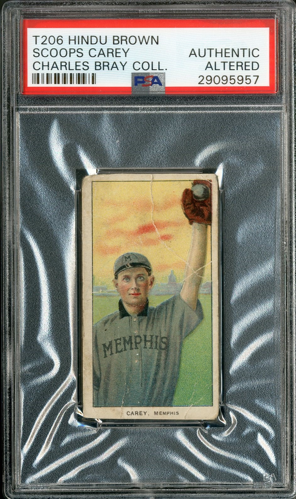 - T206 Scoops Carey - Rare Southern Leaguer with Hindu Brown Back - The Charles Bray Collection
