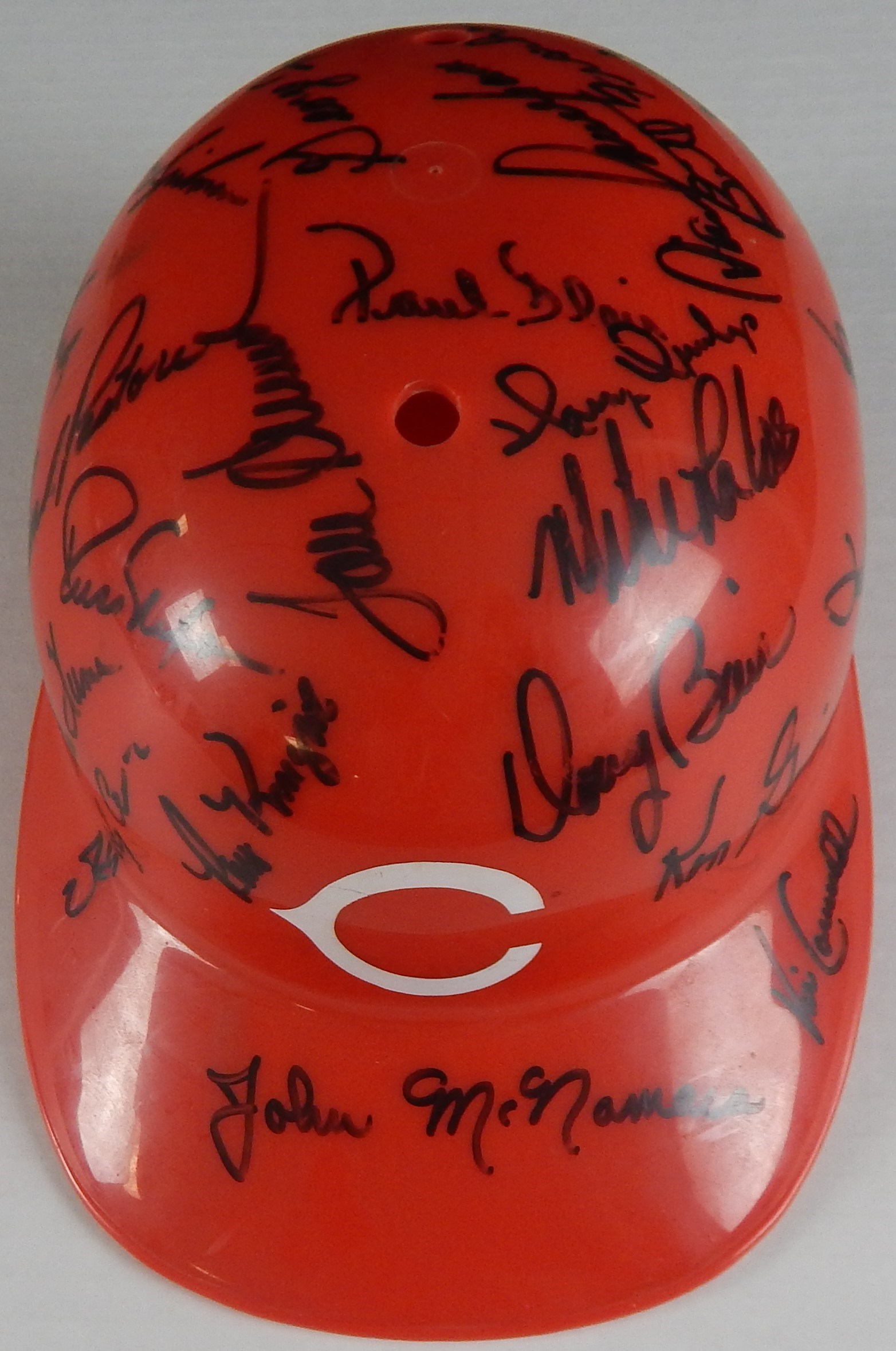 Baseball Autographs - 1979 Reds Team Signed Novelty Batting Helmet From the Bernie Stowe Collection