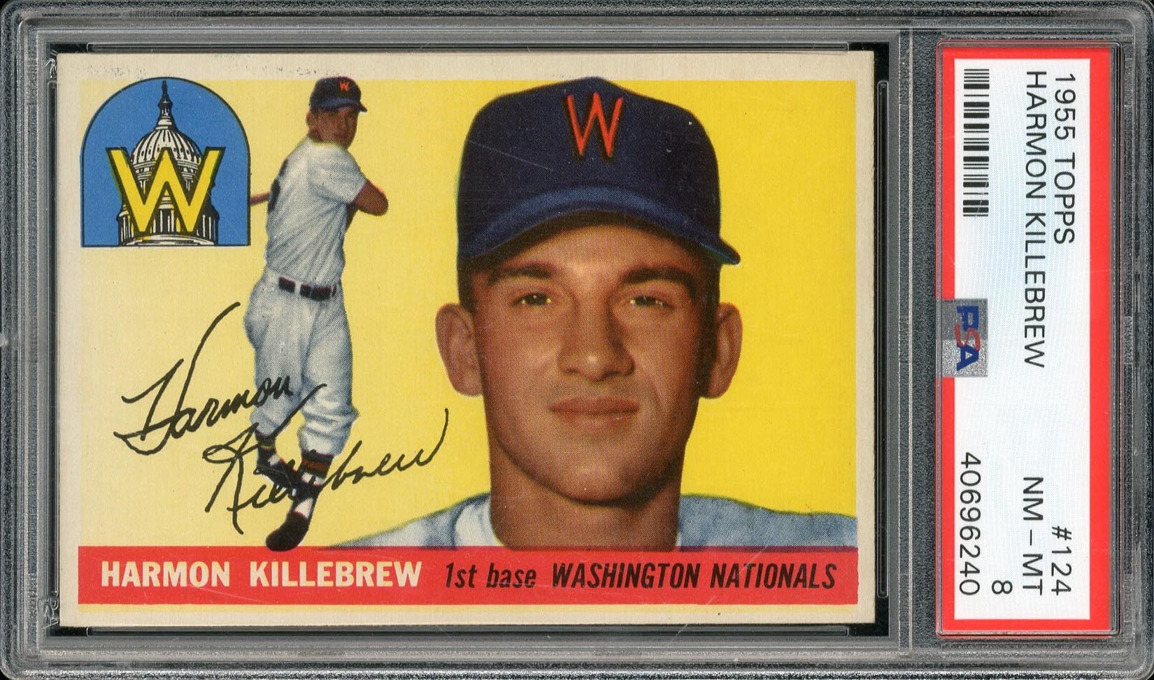 Baseball and Trading Cards - 1955 Topps #124 Harmon Killebrew Rookie Card - PSA NM-MT 8
