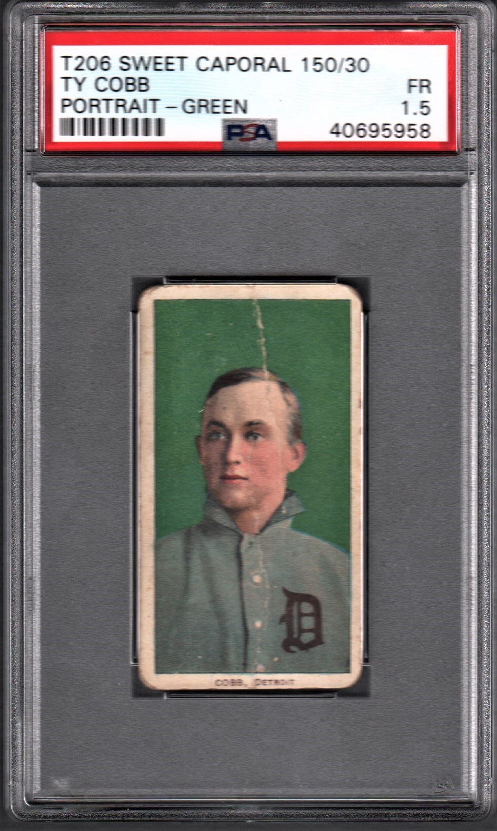 Baseball and Trading Cards - 1909 T206 Ty Cobb GREEN Portrait - PSA FR 1.5