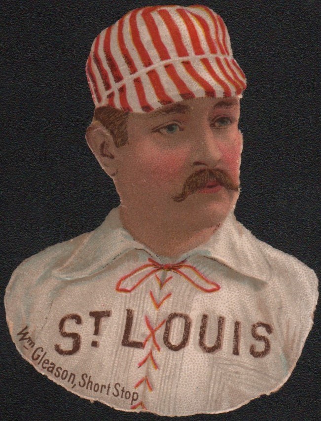 - 1888 Scrapps Tobacco Die Cut Pair of St. Louis Browns with Comiskey and Gleason