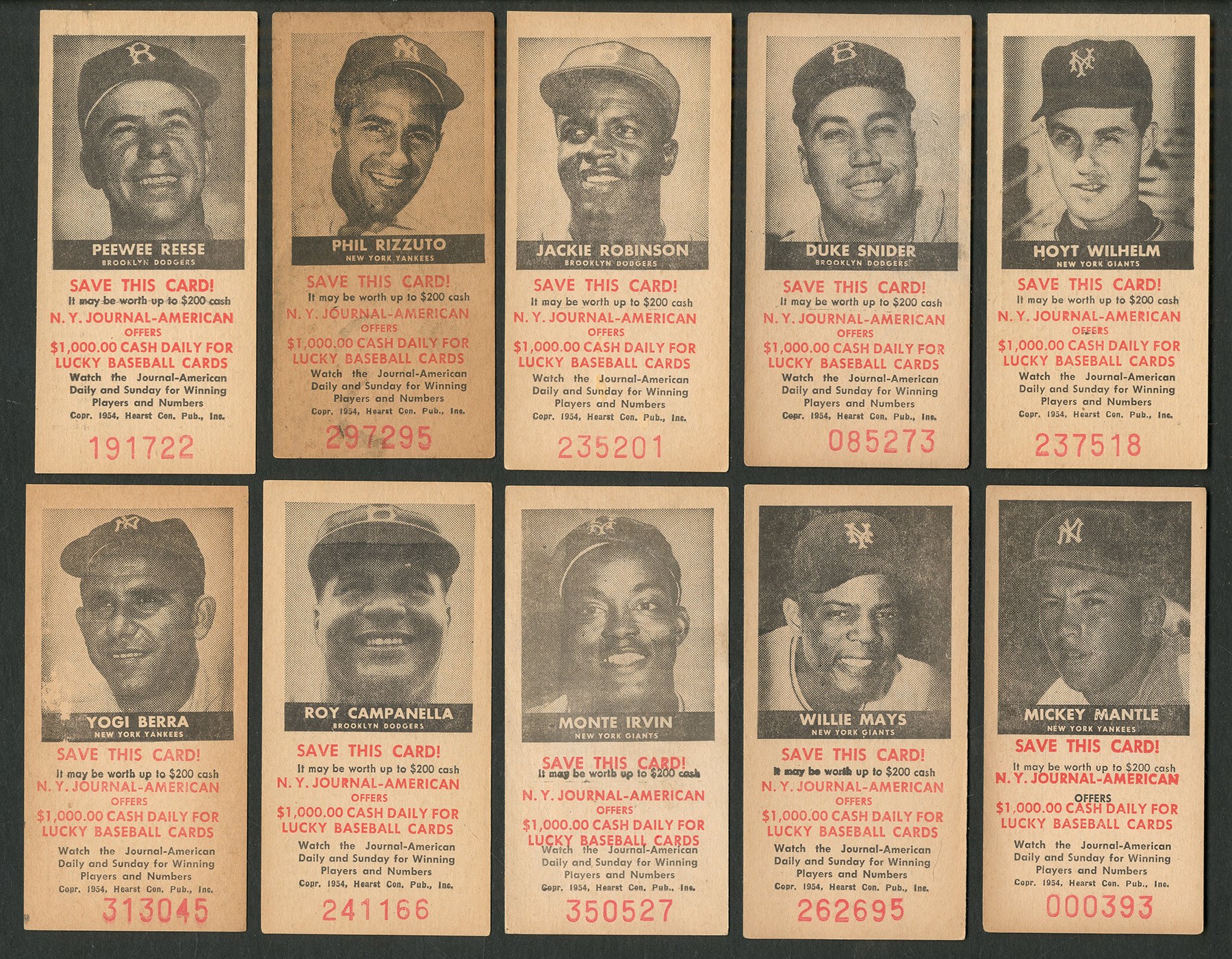 Baseball and Trading Cards - 1954 Journal American Near-Set (58/59 Cards)