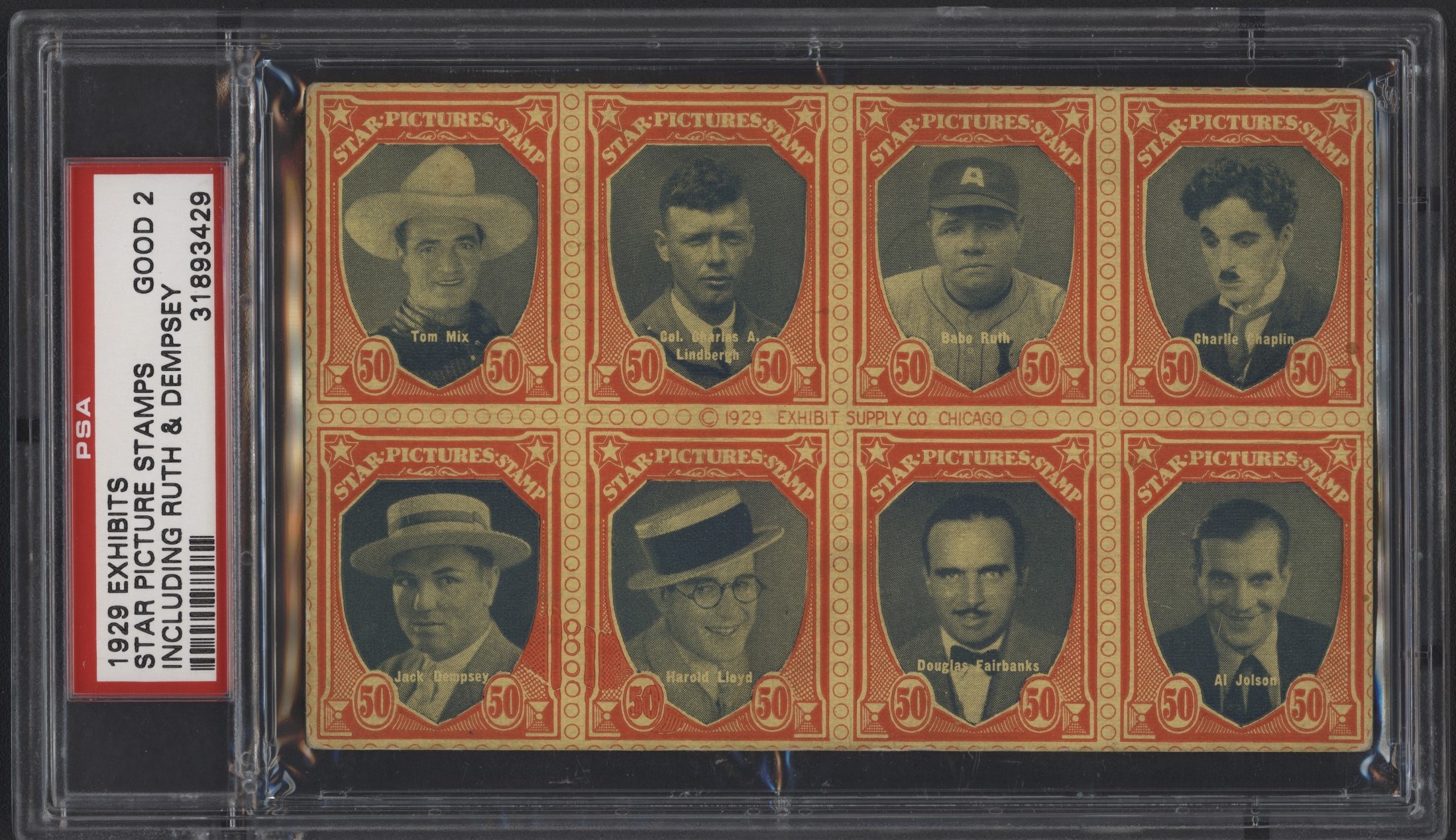Baseball and Trading Cards - 1929 Exhibits Star Picture Stamps Collection of (16) with (2) Ruth Sheets
