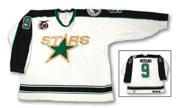Hockey Sweaters - 1991-92 Mike Modano Minnesota North Stars Game Worn Jersey